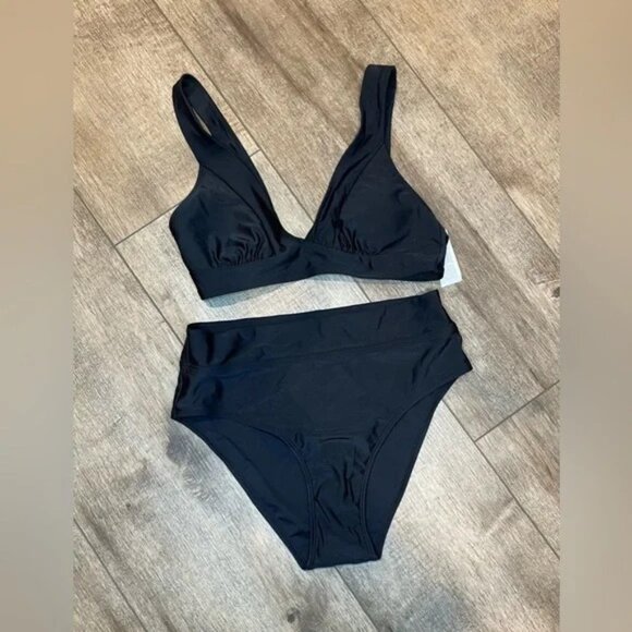 Longline V Neck Bralette & Classic High Waist Bikini. Color: Black BNWT - Picture 4 of 6